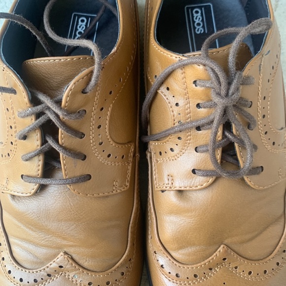 ASOS Men’s Tan Oxford Style Lace Up Wingtip Dress Shoe size 8WF - Picture 13 of 13